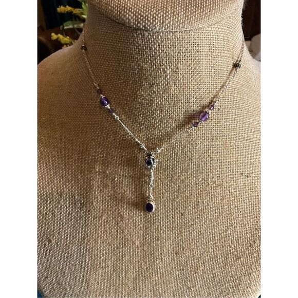 Vintage Sterling Amethyst Necklace - Picture 9 of 10